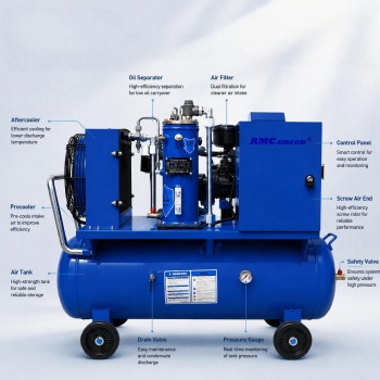 RMC-6VSA-10T 4kw/6hp 2-in-1 Permanent Magnet VFD Variablespeed Screw air Compressor
